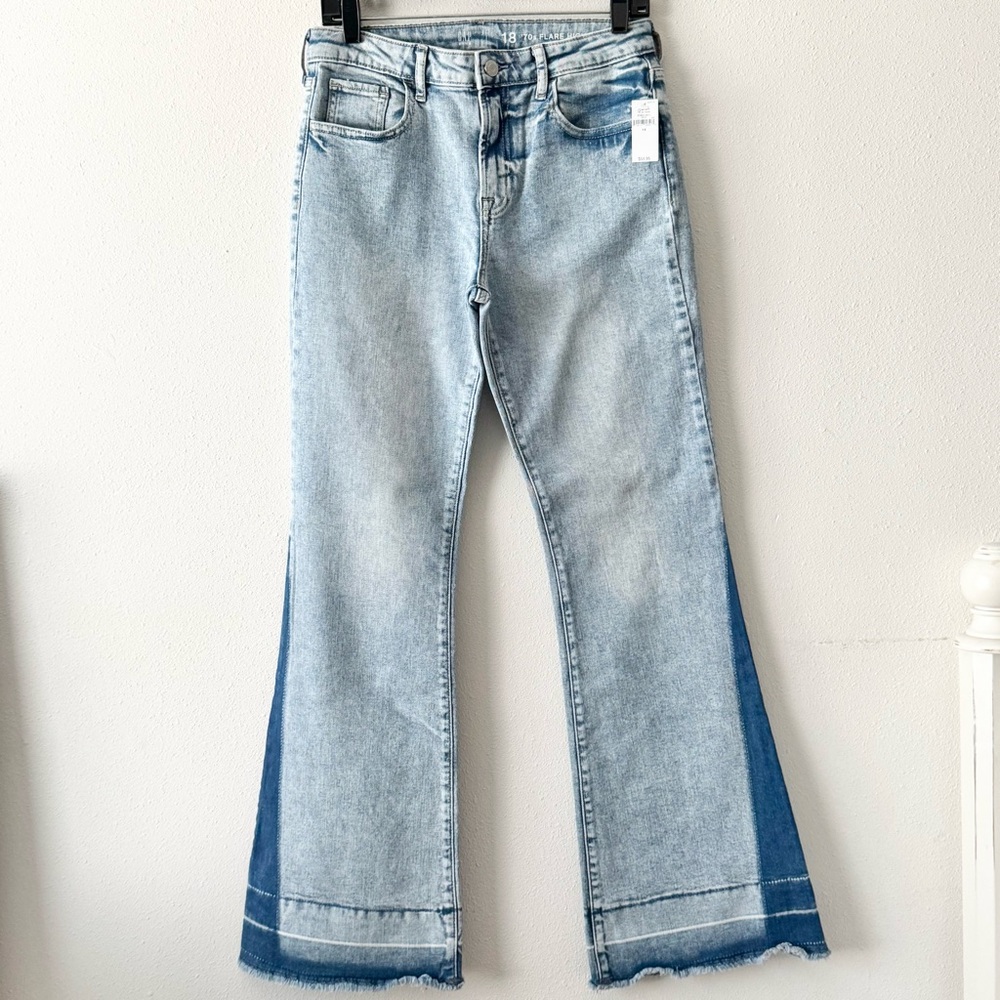 NEW Gap Girls 70’s Flare High Rise Two-Tone Jeans